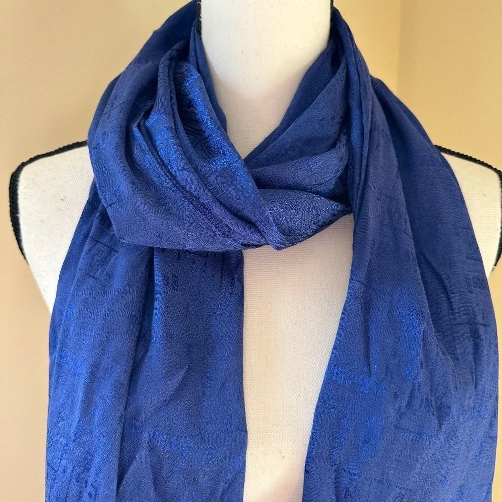*DAGNY* Blue Thai Silk Fashion Tassel Scarf